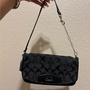 Coach Dark Gray and Black Signature Shoulder Bag